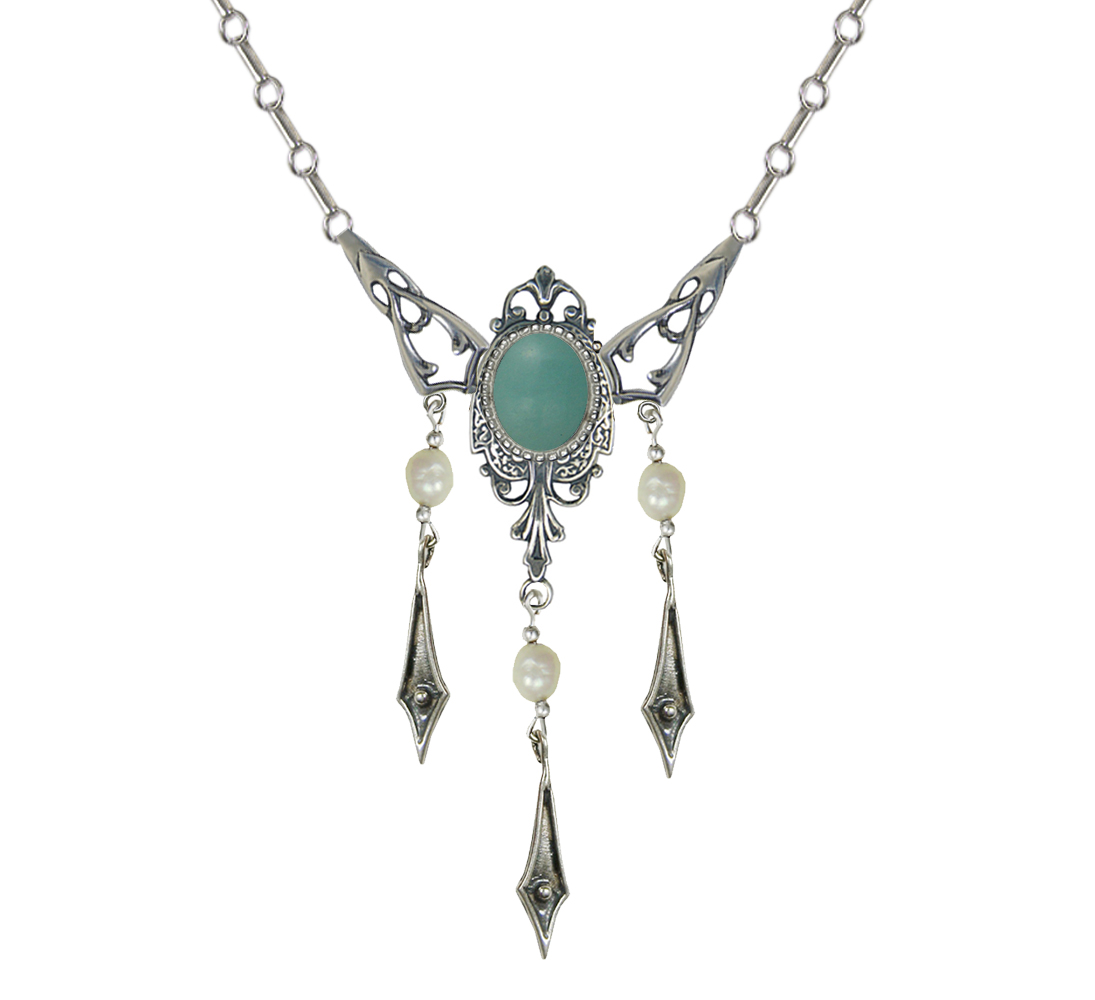 Sterling Silver Victorian Necklace With Aventurine